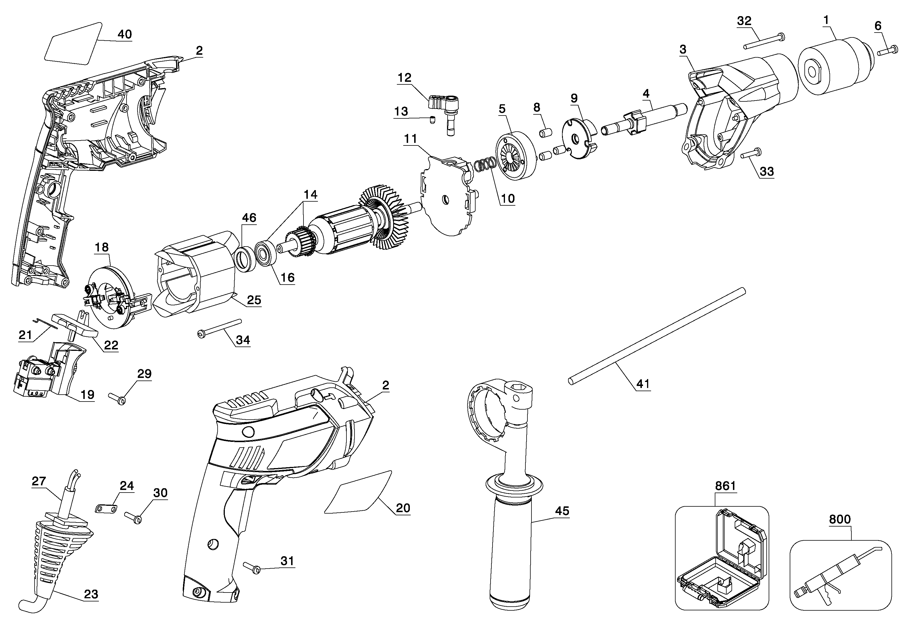 Page A Diagram and Parts List for KR750-BR 1 Black and Decker Hammer Drill